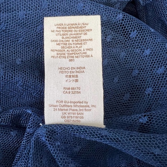 Free People Joyride Navy Blue Sheer Bell Sleeve Blouse Small - Picture 12 of 12